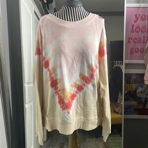 NWT Wild Fox distressed Multi Color Pink, Coral and beige sweatshirt Size: M